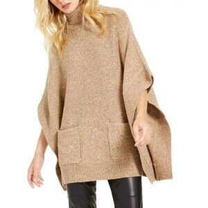 NWT MICHAEL KORS MK Women’s Sz XS Turtleneck Poncho Pearl Heather Knit